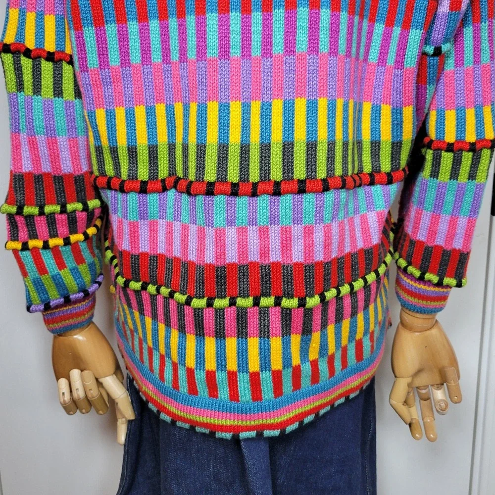 Christine Foley Vintage Retro Colorful Cardigan Small Cottagecore Boho Artsy - Picture 7 of 10